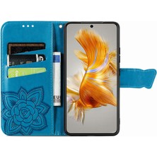 BDT Boutique Huawei Mate 50 Kelebek Kanatları Narin Çiçekler Flip Darbeye Dayanıklı Deri Telefon Kılıfı ile Uyumlu (Yurt Dışından)