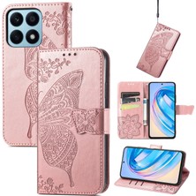 BDT Boutique Honor X8A Kelebek Kanatları Narin Çiçekler Flip Darbeye Dayanıklı Deri Telefon Kılıfı ile Uyumlu (Yurt Dışından)