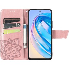 BDT Boutique Honor X8A Kelebek Kanatları Narin Çiçekler Flip Darbeye Dayanıklı Deri Telefon Kılıfı ile Uyumlu (Yurt Dışından)