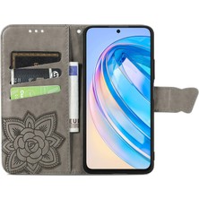 BDT Boutique Honor X8A Kelebek Kanatları Narin Çiçekler Flip Darbeye Dayanıklı Deri Telefon Kılıfı ile Uyumlu (Yurt Dışından)