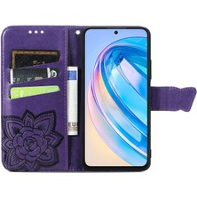 BDT Boutique Honor X8A Kelebek Kanatları Narin Çiçekler Flip Darbeye Dayanıklı Deri Telefon Kılıfı ile Uyumlu (Yurt Dışından)