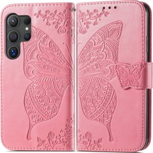 BDT Boutique Samsung Galaxy S24 Ultra Kelebek Kanatları Narin Çiçekler Flip Darbeye Dayanıklı Deri Telefon Kılıfı ile Uyumlu (Yurt Dışından)