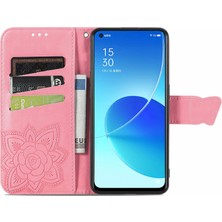 BDT Boutique Oppo Reno 6 5g Kelebek Kanatları Narin Çiçekler Darbeye Dayanıklı Deri Telefon Kılıfı (Yurt Dışından)