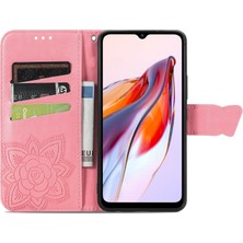 BDT Boutique Xiaomi Redmi 12C Kelebek Kanatları Narin Çiçekler Darbeye Dayanıklı Deri Telefon Kılıfı (Yurt Dışından)