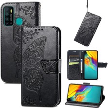 BDT Boutique Infinix Hot 9 Kelebek Kanatları Narin Çiçekler Darbeye Dayanıklı Deri Telefon Kılıfı (Yurt Dışından)