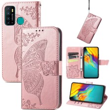 BDT Boutique Infinix Hot 9 Kelebek Kanatları Narin Çiçekler Darbeye Dayanıklı Deri Telefon Kılıfı (Yurt Dışından)