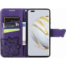 BDT Boutique Huawei Nova 10 Pro Kelebek Kanatları Narin Çiçekler Flip Darbeye Dayanıklı Deri Telefon Kılıfı ile Uyumlu (Yurt Dışından)