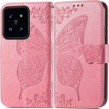 BDT Boutique Xiaomi 14 Kelebek Kanatları Narin Çiçekler Darbeye Dayanıklı Deri Telefon Kılıfı (Yurt Dışından)