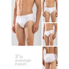 Erkek Pamuklu Düz Slip Külot 3'lü Paket Beyaz