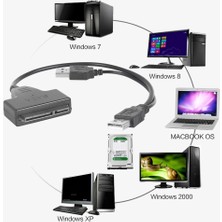 Tialating USB 2.0 - Sata 7 Kablo 2.5 Inç Sata Sabit Disk Harici + 15PIN SSD HDD Adaptörü Ofis Bakım Bilgisayarı Kaynağı (Yurt Dışından)