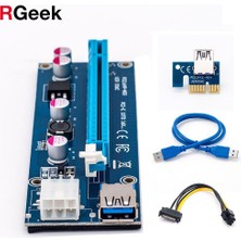 Tialating Rgeek 006C Pcıe 1x Ila 16X Ekspres Yükseltici Kart Grafik Pci-E Yükseltici Genişletici 60 cm USB 3.0 Kablosu Sata'dan 6pin'e Btc Madenciliği Için Güç (Yurt Dışından)