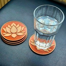 Nana Art Lotus 4 Lü Kaymaz Tabanlı Bardak Altlığı