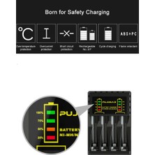 Tekno Mağazam Elektrikli Pil Şarj Cihazı 4 Yuvalı Akıllı Hızlı LED Göstergeli USB Şarj Cihazı