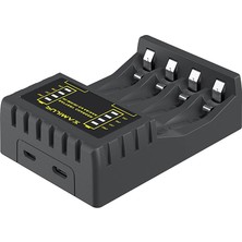Tekno Mağazam Elektrikli Pil Şarj Cihazı 4 Yuvalı Akıllı Hızlı LED Göstergeli USB Şarj Cihazı