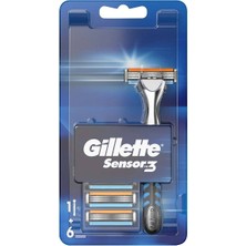 Gillette Sensor3 Tıraş Makinesi + 6 Yedek Tıraş Bıçağı