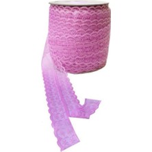 Eminönü Toptancı Kurdela Dantelli Çift 2 Katlı 5 cm - 100 Metre Pembe