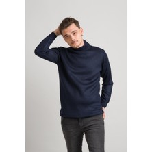 Akçaylar Regular Fit Yarım Balıkçı Nokta Desenli Akrilik Viskon Karışımlı Erkek Triko Kazak