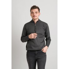 Akçaylar Regular Fit Yarım Balıkçı Fermuarlı Akrilik Viskon Karışımlı Erkek Triko Kazak