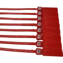 Senkron Seals Senkronseals  Metal Klipsli Plastik Kayış Mühür Kırmızı Sıra Numaralı- 360MM / 100 Adet