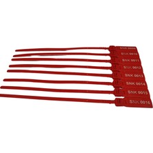 Senkron Seals Senkronseals  Metal Klipsli Plastik Kayış Mühür Kırmızı Sıra Numaralı- 360MM / 100 Adet