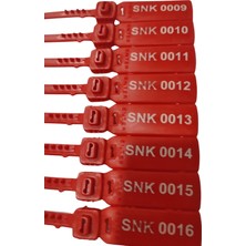 Senkron Seals Senkronseals  Metal Klipsli Plastik Kayış Mühür Kırmızı Sıra Numaralı- 360MM / 100 Adet