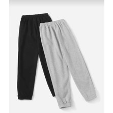FY Sport 2-Li Siyah*gri Jogger Lastik Paça Eşofman Altı