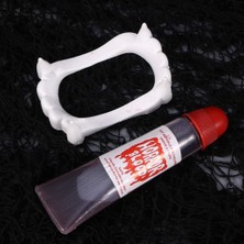 KTYRA52 Beyaz Renk Vampir Dişi ve Yapay Kan Seti