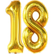 Dizayn Parti Evi 18. Yaş Doğum Günü Folyo Balon Seti Gold 100 cm