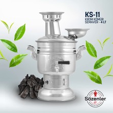 Sözenler KS11 (4 Lt) Krom Kömürlü-Odunlu Semaver Taşıma Çantalı