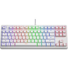 Valkyrie Leaven K870 Blue Switch Mekanik Gaming Oyun Klavyesi Rgb 61 Key Mavi Tuş Type-C Klavye Beyaz