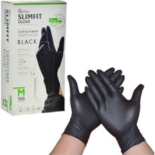 Reflex Slımfıt Glove Pudrasız Tek Kullanımlık Gıdaya Uygun Yeni Nesil Teknoloji Siyah M Beden Eldiven 100'LÜ Paket