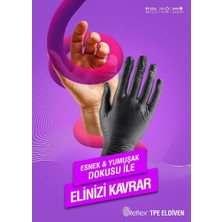 Reflex Slımfıt Glove Pudrasız Tek Kullanımlık Gıdaya Uygun Yeni Nesil Teknoloji Siyah M Beden Eldiven 100'LÜ Paket