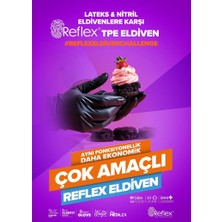 Reflex Slımfıt Glove Pudrasız Tek Kullanımlık Gıdaya Uygun Yeni Nesil Teknoloji Siyah M Beden Eldiven 100'LÜ Paket