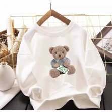 Kids Face Özel Tasarım Bisiklet Yaka Lacha Pelle Baskılı  Pamuk Kışlık Kız Çocuk Sweatshırt