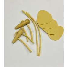 Karan Tuhafiye Deri Britli Ahşap Çoban Düğme/ Hardal Ahşap / 2 Li Set