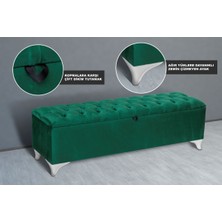 Gazzini Furniture Vetra Chester Model Yeşil Sandıklı Puf - Kapitoneli Model 140cm Sandıklı Bench