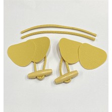 Karan Tuhafiye Deri Britli Ahşap Çoban Düğme/ Hardal / 2 Li Set