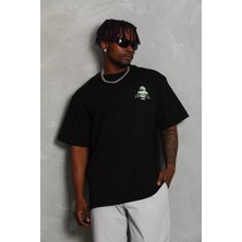 Tarz Yeri Unisex Baskılı Bisiklet Yaka T-Shirt 20/1 Penye - Siyah