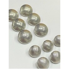 Karan Tuhafiye Trençkot Ceket Düğmesi Takımı Petek Desen / Gümüş