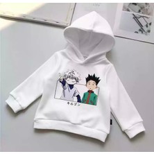Kids Face Özel Tasarım Kapüşonlu Japon Anime Baskılı  Pamuk Kışlık Erkek Çocuk Sweatshırt