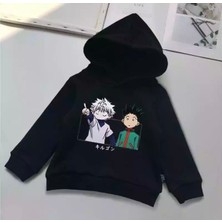 Kids Face Özel Tasarım Kapüşonlu Japon Anime Baskılı  Pamuk Kışlık Erkek Çocuk Sweatshırt