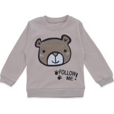 Bebelop Unisex Kız Erkek Bebek Ayı Baskılı 2'li Alt Üst Eşofman Takım