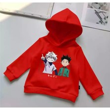 Kids Face Özel Tasarım Kaopüşonlu Japon Anime Baskılı  Pamuk Kışlık Erkek Çocuk Sweatshırt