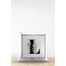 Artavessa Çift Tarafı Dijital Baskılı L Harfi Dekoratif Suni Deri Kırlent Kılıfı