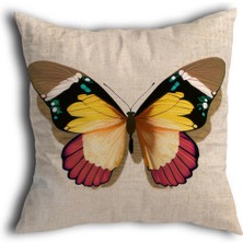 Filamente Çift Taraflı Dijital Art Kelebek Desenli Kırlent Kılıfı (Yüksek Kaliteli Mikropetek Kumaş)