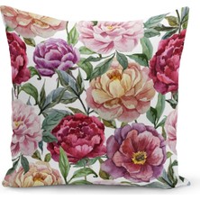 Filamente Çift Taraflı Dijital Baskı Kırlent Kılıfı Çiçek Bahçesi