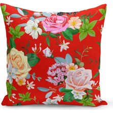 Filamente Çift Taraflı Dijital Baskı Kırlent Kılıfı Çiçek Bahçesi