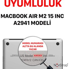 Novstrap Apple Macbook Air 15 Inç A2941 ile Uyumlu Kristal Parlak Kılıf + Siyah Klavye Kılıfı +Film