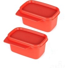 Tupperware Kare Saklama Kabı 2X160 ml Çok Amaçlı Saklama Turuncu