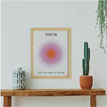 Ayışığı Dizayn Aura Think-Düşünce Ahşap Çerçeveli Poster Tekli Dekor Duvar Tablo Seti